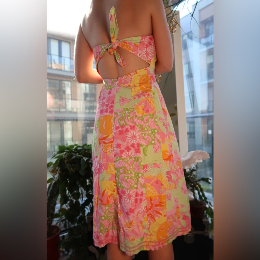 Vintage Lilly Pulitzer Patchwork Strapless Dress … - image 2